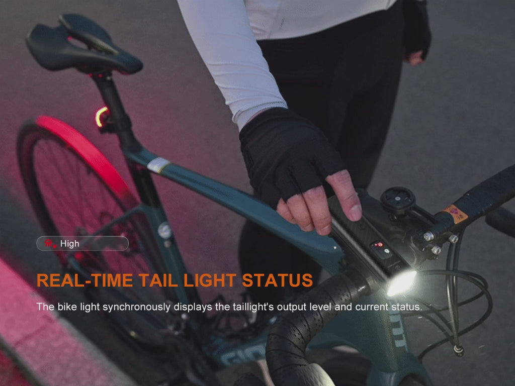 Video showing the Fenix BC28R Bike Light and Taillight Status and output level