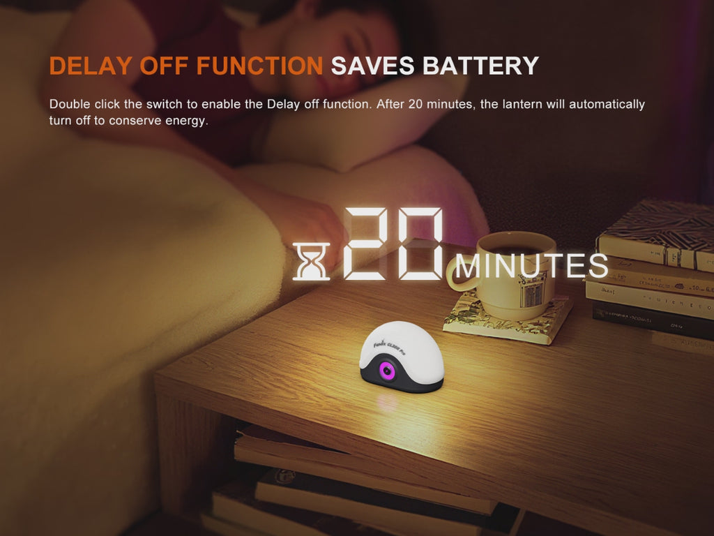 Animation of the Fenix CL20R Pro Rechargeable Lantern to display delay off function