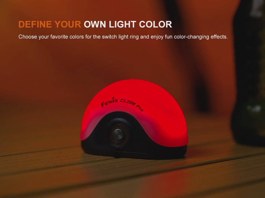 Fenix CL20R Pro Rechargeable Lantern with animation showing different light modes
