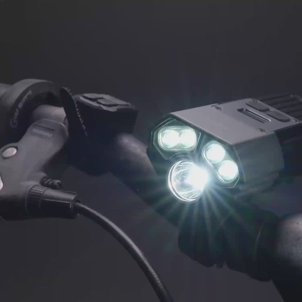 Fenix BC45R rechargeable bike light operational video displaying main features