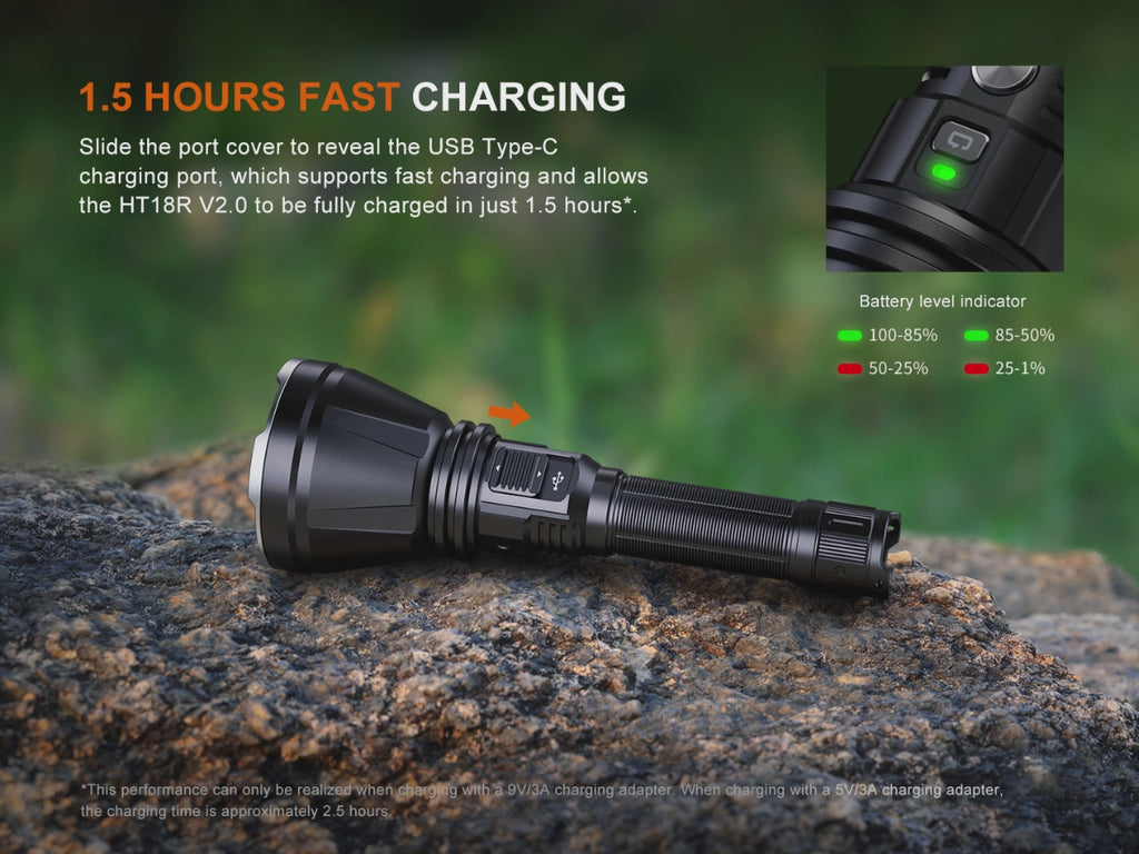 Fenix HT18R V2.0 Long Distance Flashlight usb type-C charging